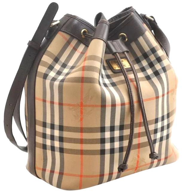 Burberry Bucket Novacheck Bag Brown Canvas Shoulder Bag