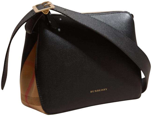 Burberry Buckle Detail Black Leather Shoulder Bag