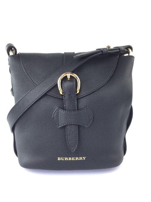 Burberry Buckle Flap Black Leather Shoulder Bag