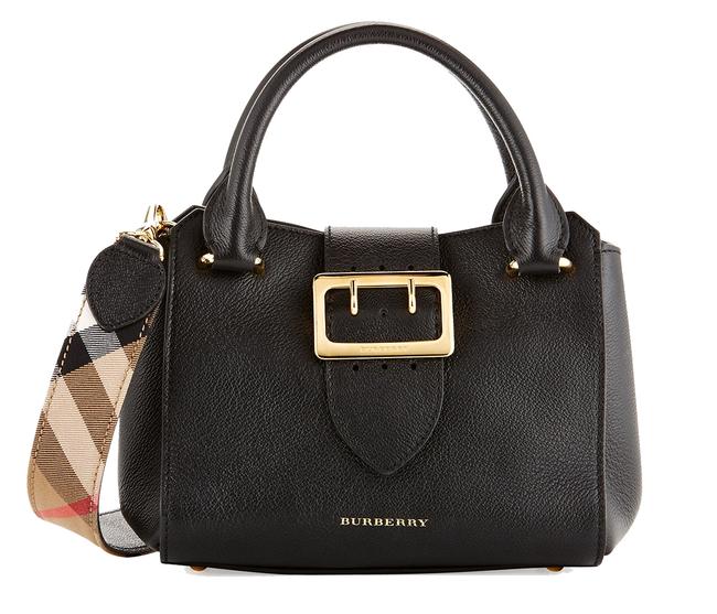 Burberry Buckle Satchel Black Leather Shoulder Bag