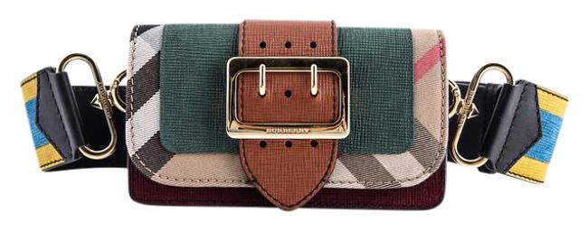 Burberry Buckle SuedeHouse Check Sea Green Shoulder Bag