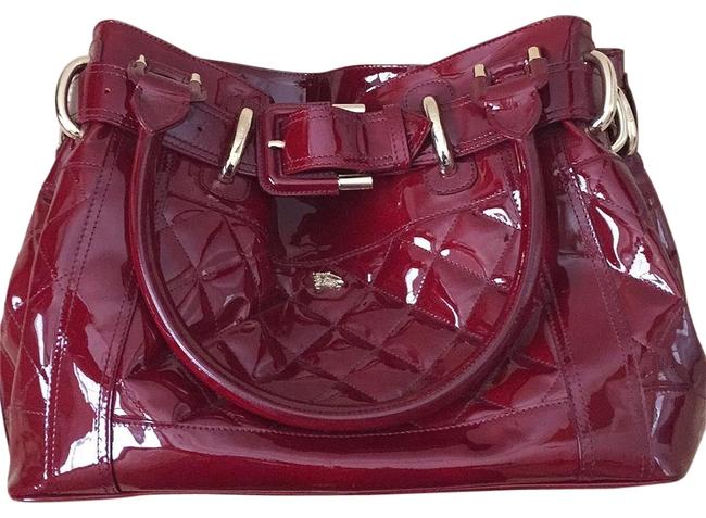 Burberry Burgundy Patent Leather Shoulder Bag