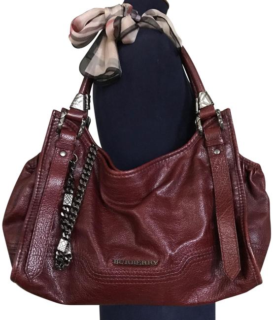 Burberry BurgundyOxblood Leather Shoulder Bag