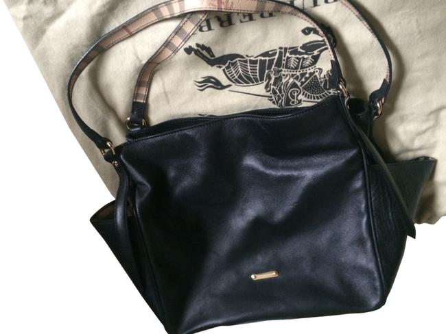 Burberry Canterbury Haymarket Black Lamb Leather Shoulder Bag