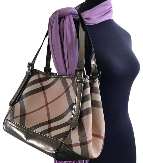 Burberry Canterbury Multicolor Patent Leather Canvas Shoulder Bag