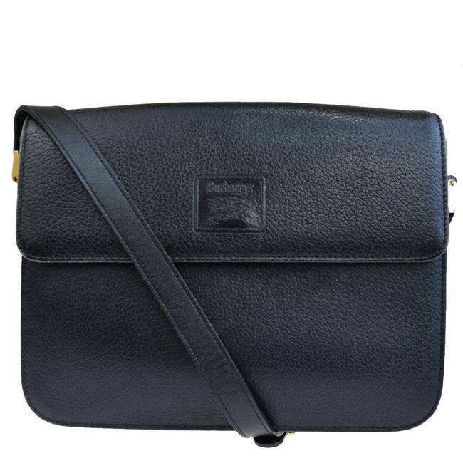 Burberry Canvas Gold tone Black Leather Shoulder Bag