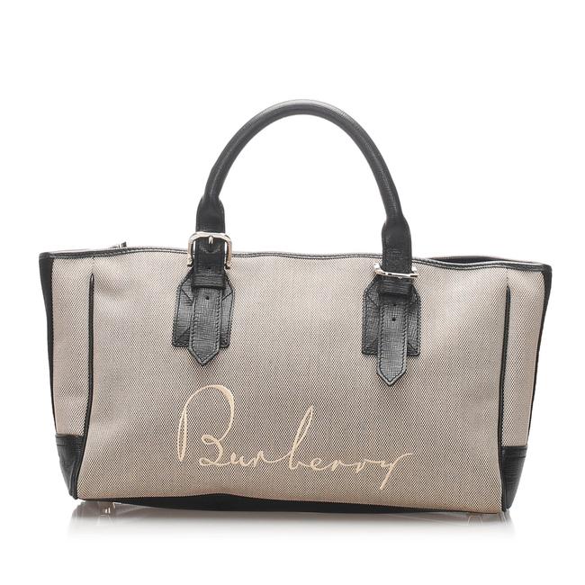 Burberry Canvas Handbag Brown Leather Shoulder Bag