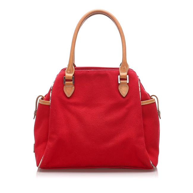 Burberry Canvas Handbag Red Leather Shoulder Bag