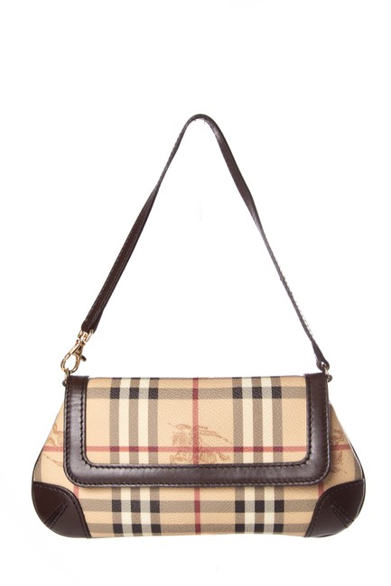 Burberry Canvas Handle Check Print Leather Shoulder Bag