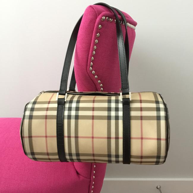 Burberry Canvas Lola Barrel Handbag Checkered Nova Check Coated Shoulder Bag
