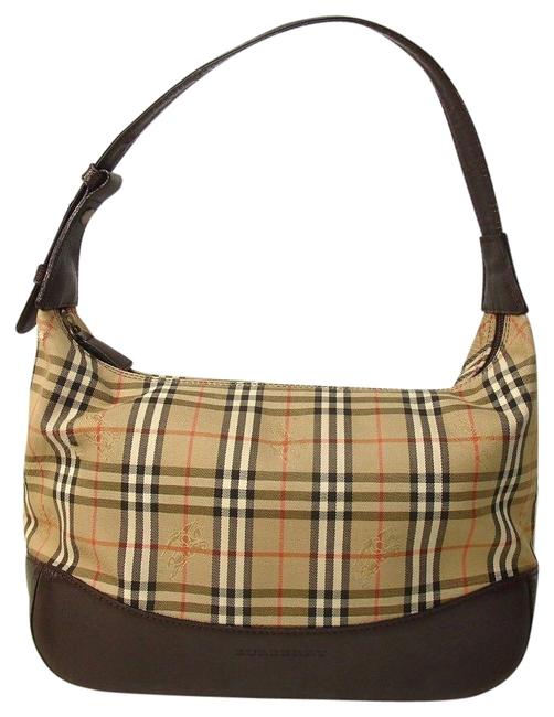 Burberry Canvas Tote Beige Leather Shoulder Bag