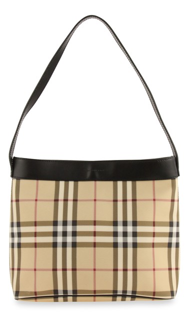 Burberry Check Beige Coated Canvas Shoulder Bag