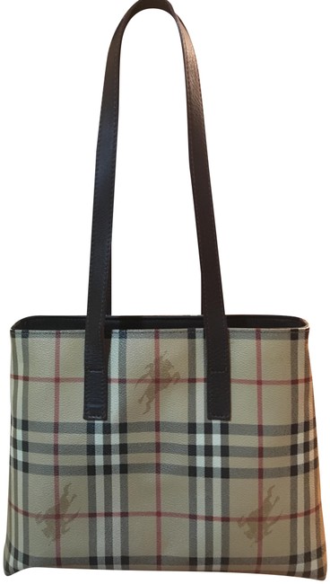 Burberry Check Brown Leather Shoulder Bag
