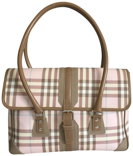 Burberry Check Brown Pink Leather Pvc Shoulder Bag