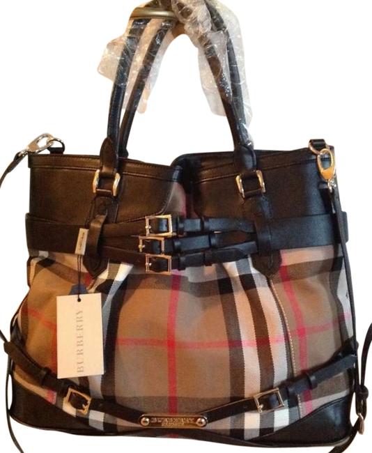 Burberry Check CanvasLeather Shoulder Bag