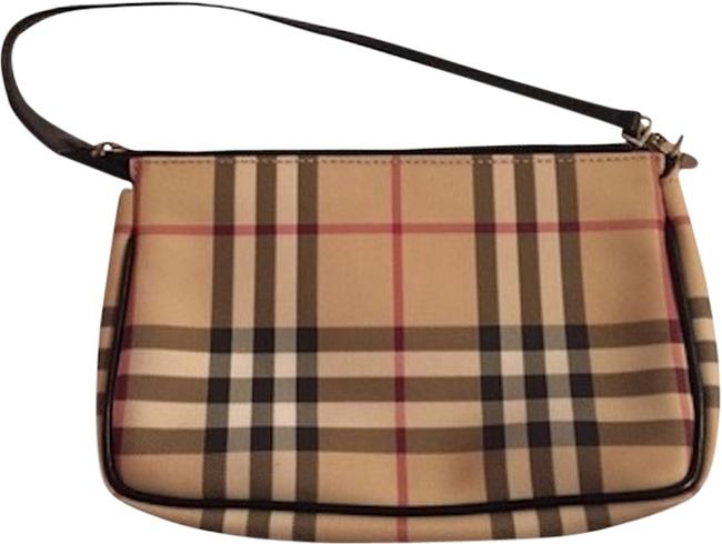 Burberry Check Leather Canvas Shoulder Bag