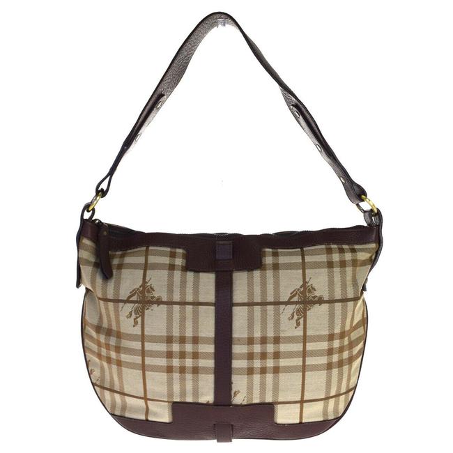 Burberry Check Print Purse Brown Canvas Shoulder Bag
