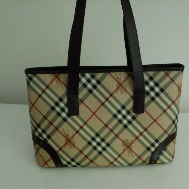 Burberry Check Tote Beige Black Pvc Shoulder Bag