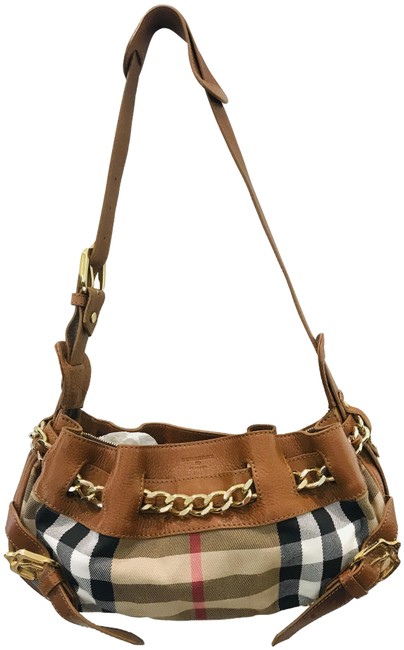 Burberry Classic Check Margaret Brown Canvas Shoulder Bag