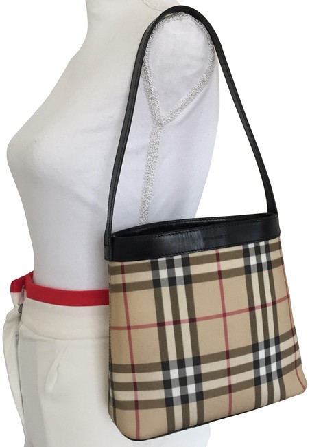 Burberry Classic Nova Check Small Handbag Black LeatherPvc Shoulder Bag