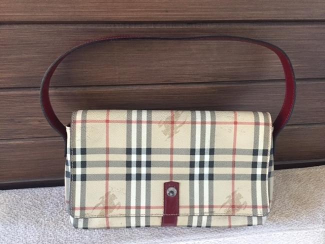 Burberry Classic Plaid and Burgundy Leather Shoulder Bag