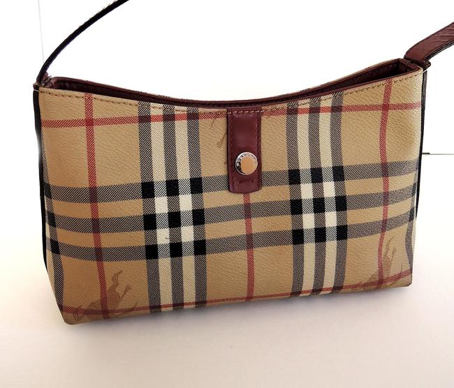Burberry Classic Plaid Coated Leather Shoulder Bag