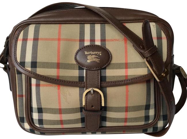 Burberry Classsic Nova Check Brown CanvasLeather Shoulder Bag
