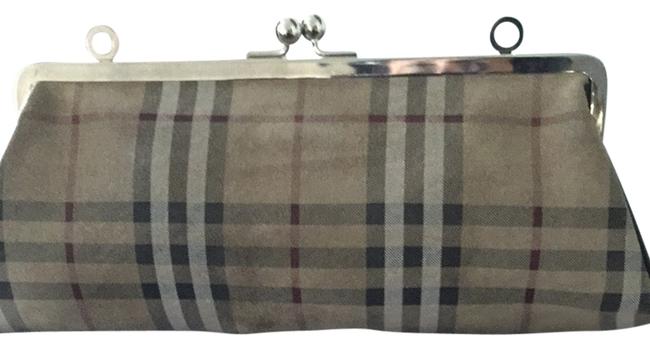 Burberry Clutch Classic Check Suede Shoulder Bag
