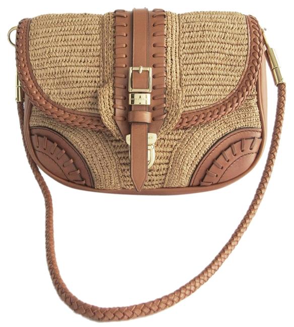 Burberry Clutch Mint Tan LeatherJute Shoulder Bag