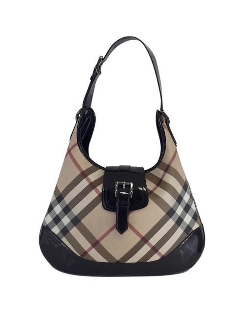 Burberry CoatedPatent Leather Tartan Shoulder Bag