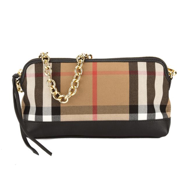 Burberry Convertible Check Black Canvas Shoulder Bag