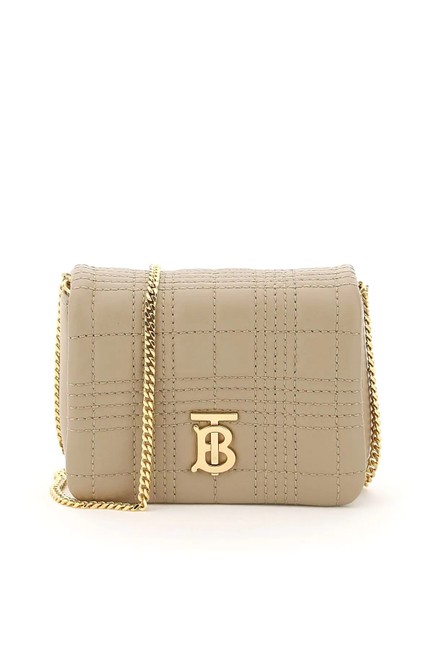 Burberry Cr Micro Quilted Lambskin Lola Beige Leather Shoulder Bag