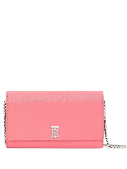 Burberry Cr New Tb Motif Chain Wallet Pink Leather Shoulder Bag