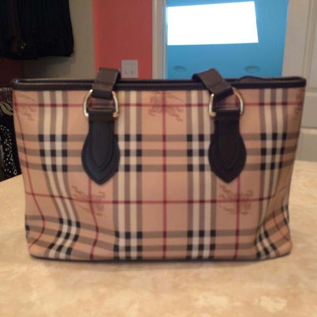 Burberry CreamTanBlack Vinyl Shoulder Bag