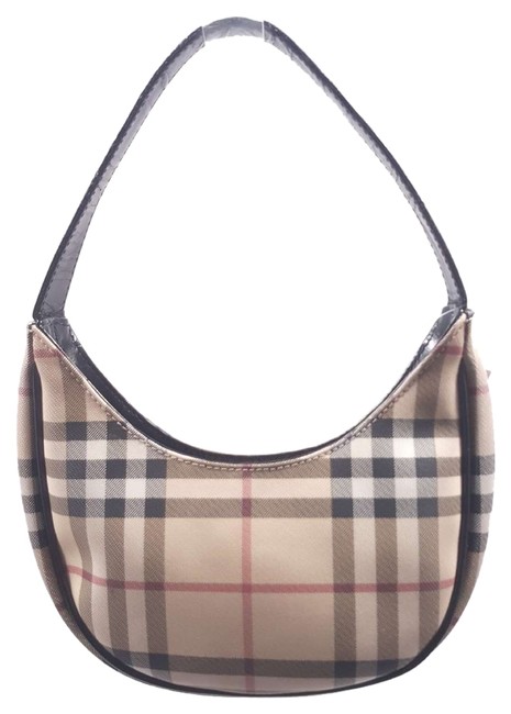 Burberry Crescent Nova Check Coated Canvas Shoulder Bag