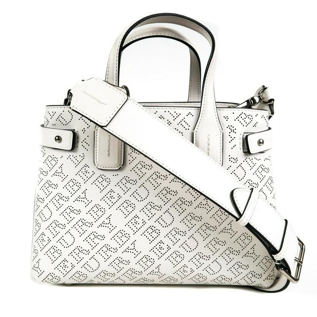Burberry Crossbody Derby Perforated Logo Banner White Leather Shoulder Bag