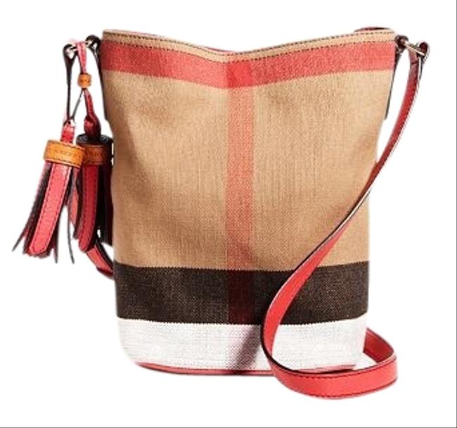 Burberry Crossbody Mini Ashby Tassel Canvas Check Red Shoulder Bag