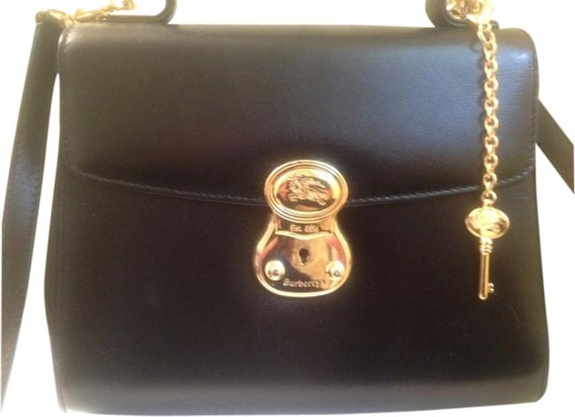 Burberry Designer Black Leather Shoulder Bag