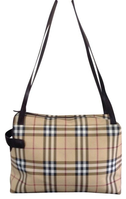 Burberry Dog Carrier Nova Check Canvas Leather Straps Shoulder Bag