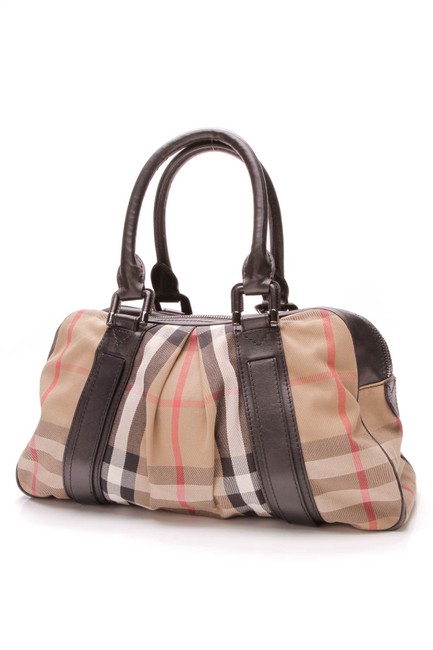 Burberry Dome House Check Beige Canvas Shoulder Bag