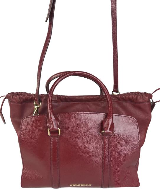 Burberry Drawstring 2 Way Dinton Tote #28746 Red Leather Shoulder Bag
