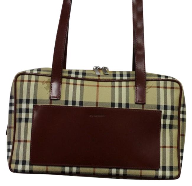 Burberry Dust Check Coated Canvas Leathet Shoulder Bag