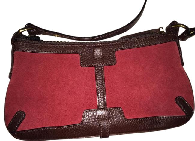 Burberry Elongated Sling RedBrown Suede and Leather Shoulder Bag
