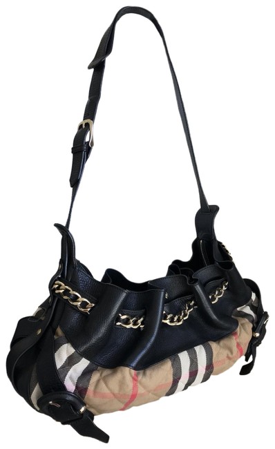 Burberry Euc House Check Tote BlackMultiple Leather Canvas Shoulder Bag