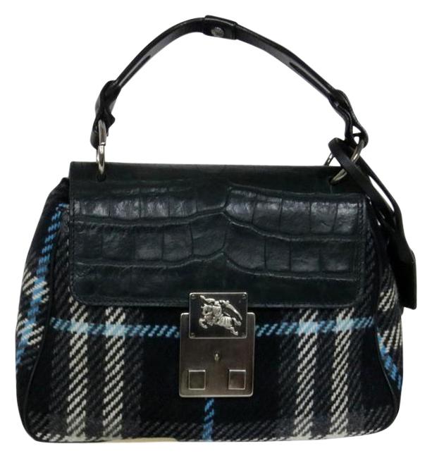 Burberry Flannel Blue Canvas Shoulder Bag