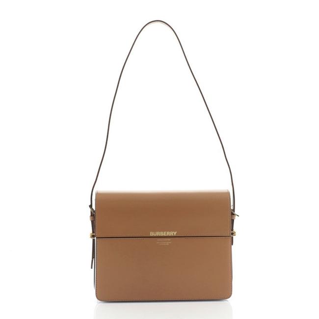 Burberry Flap Grace Large Blue Brown Leather Shoulder Bag