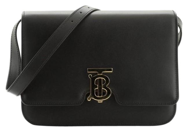Burberry Flap Tb Medium Black Leather Shoulder Bag