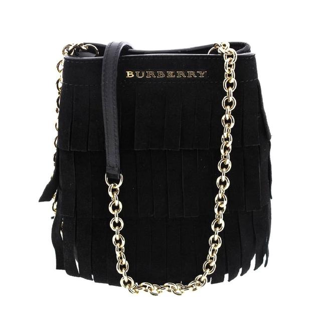 Burberry Bucket Fringed Black Suede Shoulder Bag