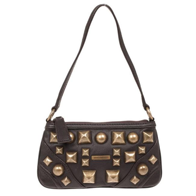 Burberry Gold Studded Small Brown Leather Shoulder Bag