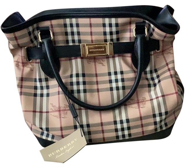 Burberry Goldertone Black Trim Shoulder Bag